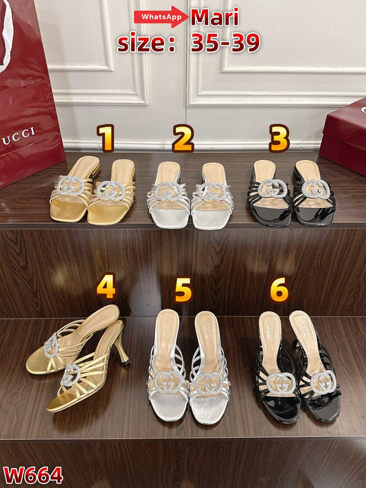 W664  Mule slippers / High-heeled sandals