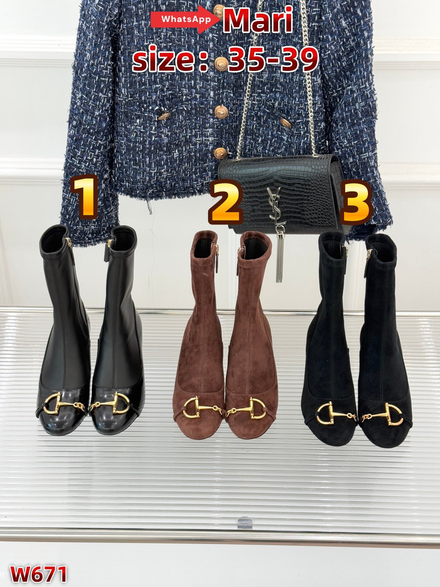 W671  Horsebit Ankle Boots