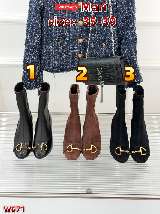 W671  Horsebit Ankle Boots